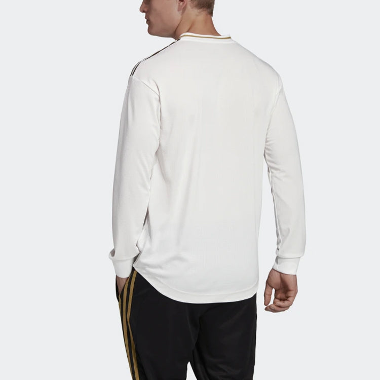 adidas real Madrid 19-20 Season Player Edition Alphabet Logo Stripe Sports Soccer/Football Long Sleeves Jersey White DW4437