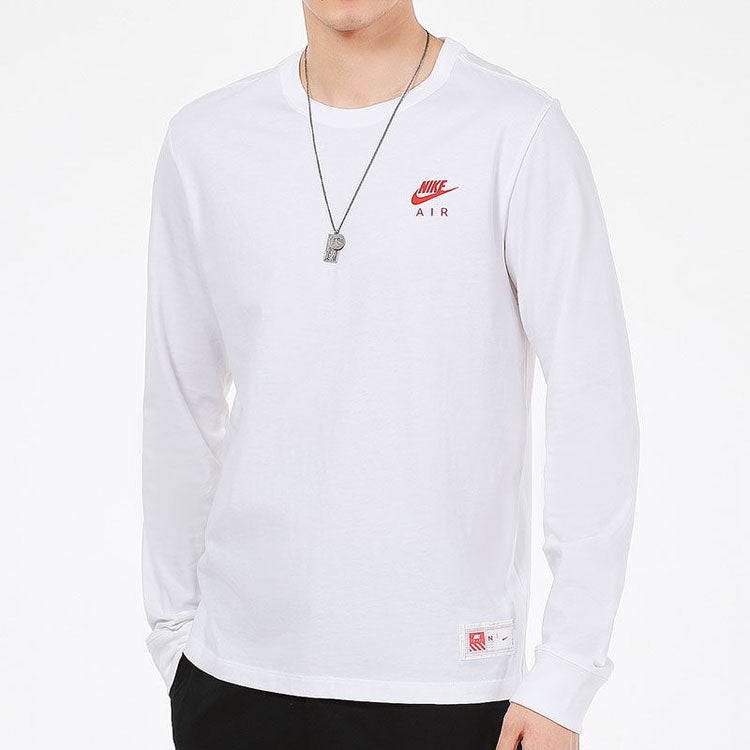 Men's Nike Sportswear Shoes Pattern Printing Sports Round Neck Long Sleeves White T-Shirt DJ1380-100