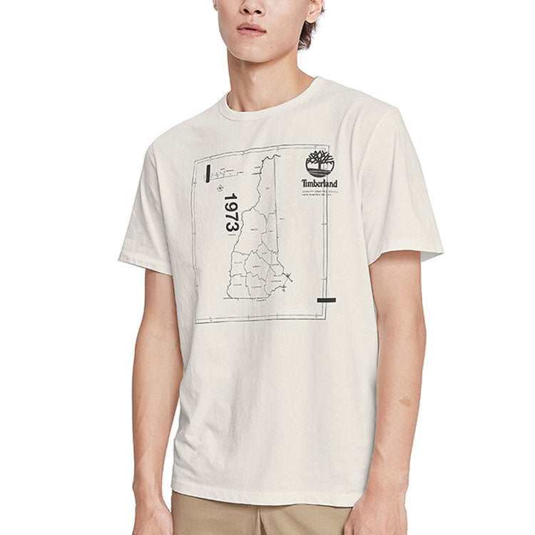 Men's Timberland Pattern Printing Short Sleeve White A2EV8-130
