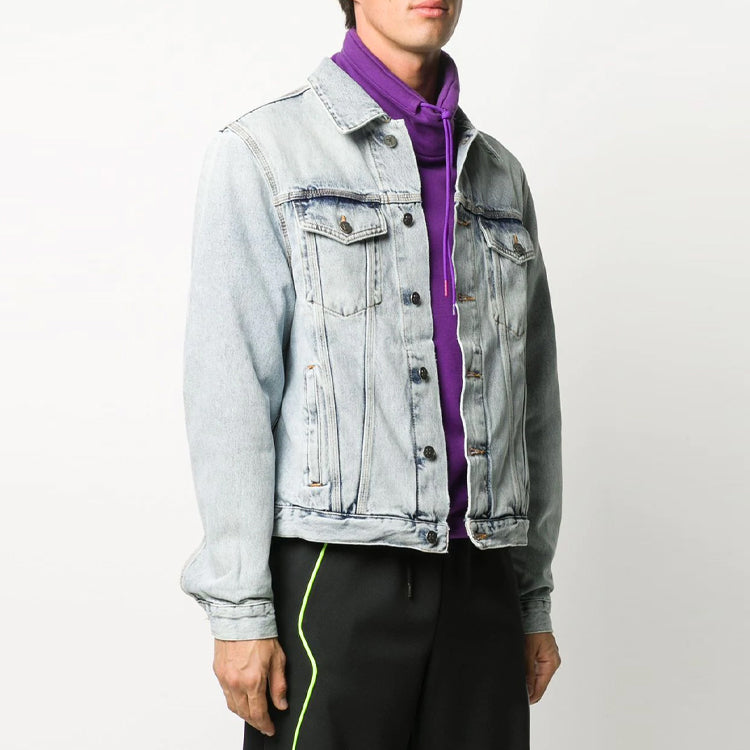 Off-White LogoBleachJean Jacket Men's Light Blue OMYE054F20DEN0014001