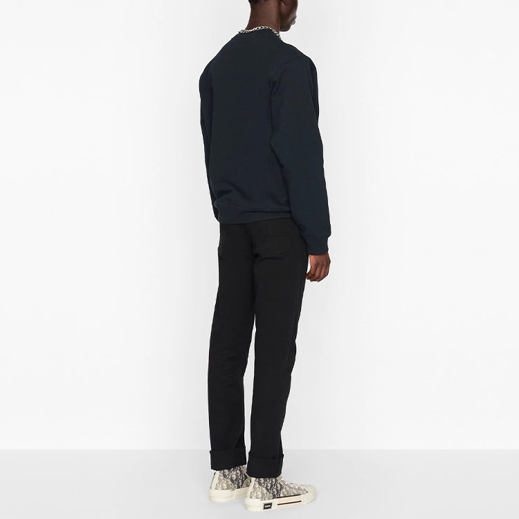 DIOR Lettered Round Neck Pullover Sweater For Men Navy 043J655A0531-C589
