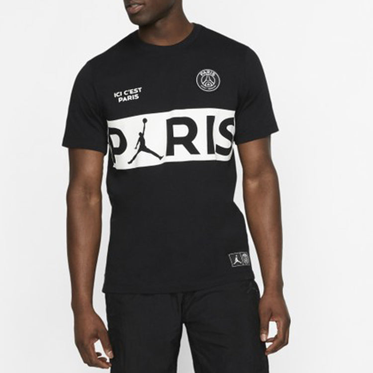 Air Jordan x PSG Crossover Paris Saint-Germain Short Sleeve 'Black White' BQ8390-010