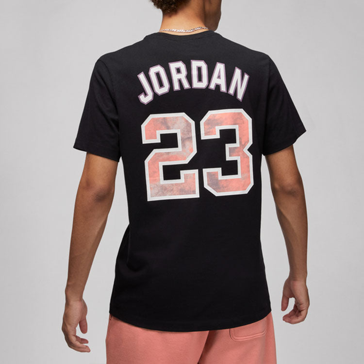 Air Jordan Sport DNA Solid Color Logo Alphabet Numeric Round Neck Short Sleeve Black DO8899-010
