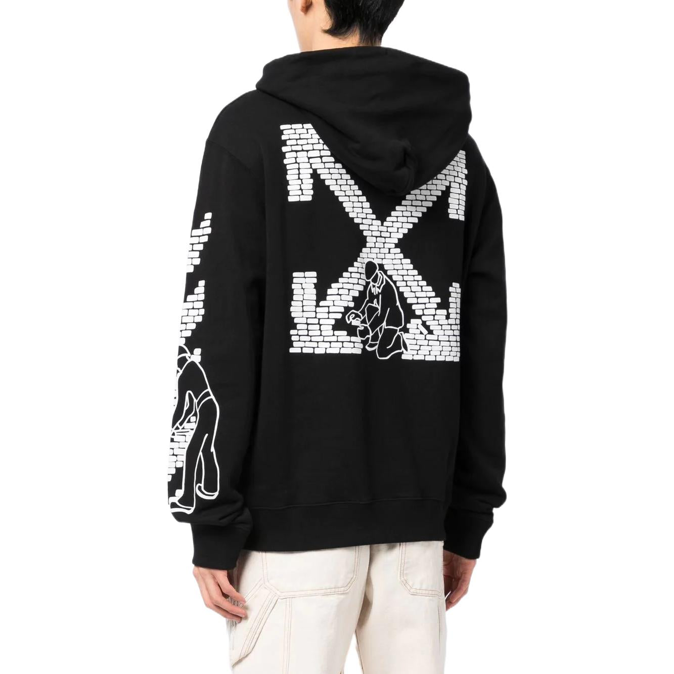 Off-White Bricks Arrows-Motif Drawstring Hoodie OMBB097F22FLE0077100