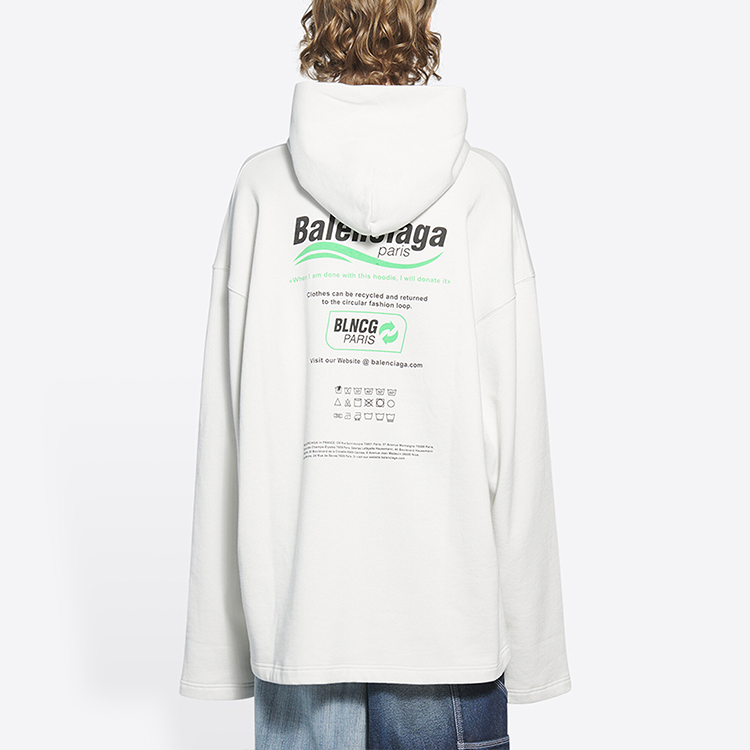 Men's Balenciaga FW21 Logo Alphabet Printing Loose White 662424TKVF89085