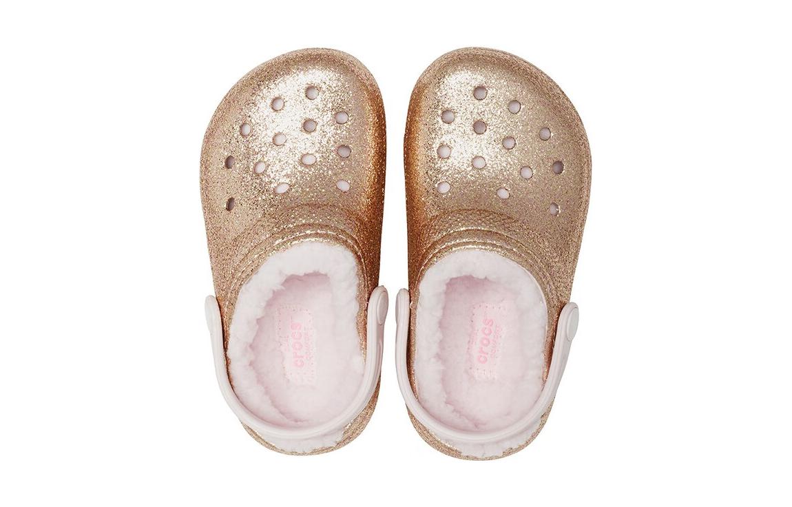 (GS) Crocs Classic Lined Glitter Clogs 'Gold Pink' 207462-2UB