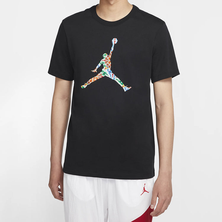 Air Jordan Flying Man Colorful Large Logo Short Sleeve Black DB3700-010
