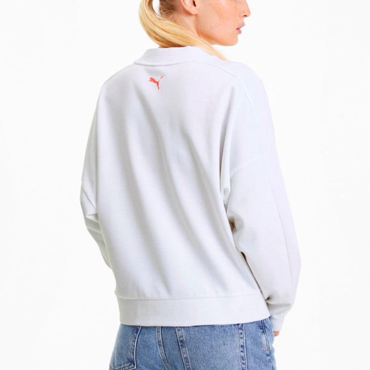 (WMNS) PUMA Evide Logo Printing Round-neck Sweatshirt White 597384-02