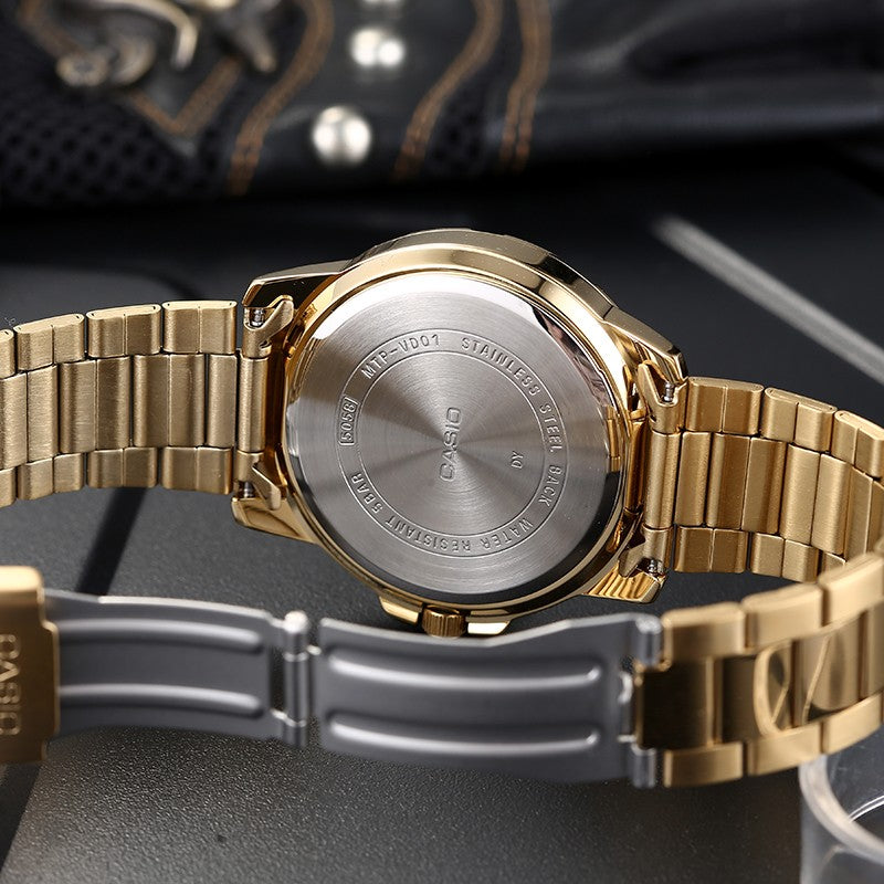 CASIO Stainless Steel Strap Mens Gold Analog MTP-VD01G-9E