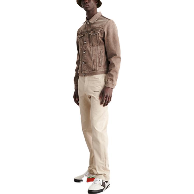 Men's Off-White SS22 Solid Color Logo Printing Straight Casual Pants/Trousers Beige OMCG033S22FAB0011710