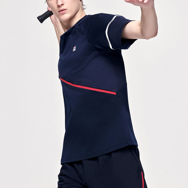 FILA Solid Color Sports Tennis Short Sleeve Blue A11M123101F-NV