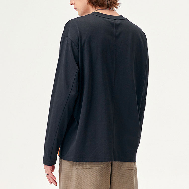 FILA FUSION Printing Sports Loose Long Sleeves Couple Style Black T11U136201F-BK
