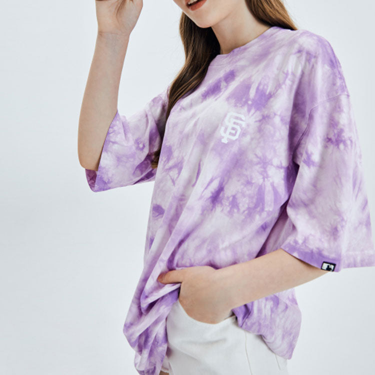 MLB San Francisco Giants Tie Dye Big Logo Loose Short Sleeve Unisex Blue Purple 31TSA3031-14V