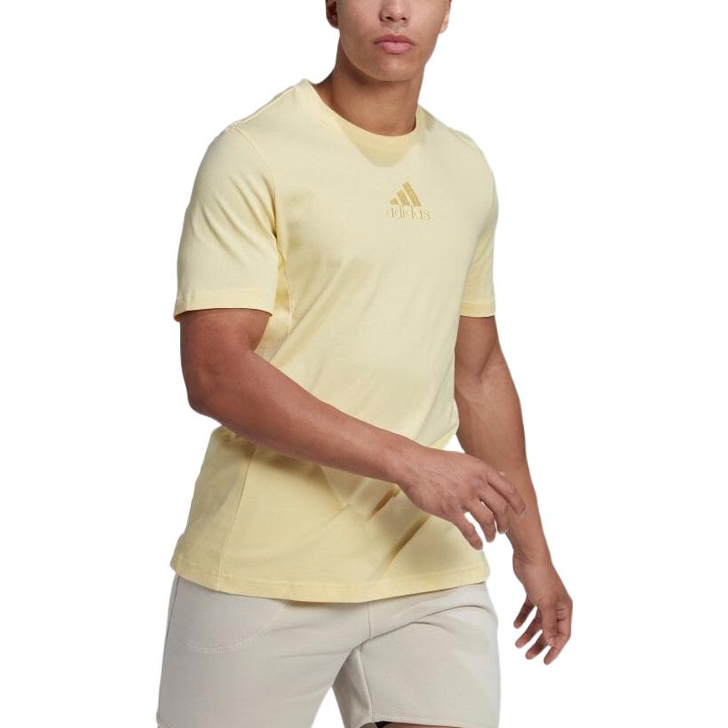 adidas M Internal Tee Logo Solid Color Athleisure Casual Sports Round Neck Short Sleeve Yellow HJ9807