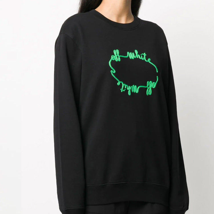 (WMNS) Off-White FW20 logo Knitted Loose Black OWBA055E20FLE0061055