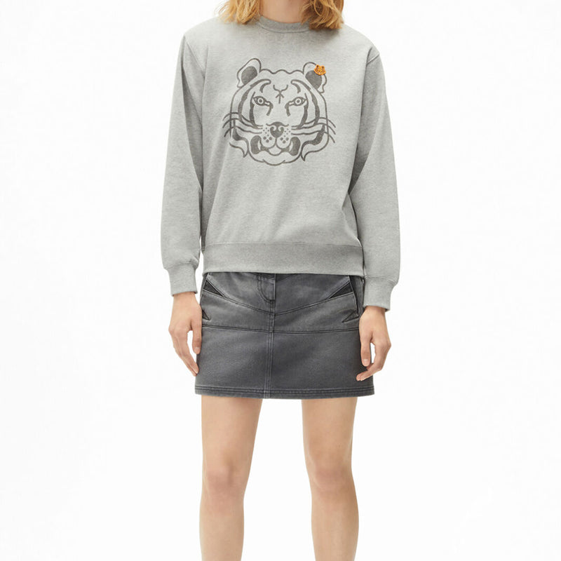 (WMNS) KENZO FW21 Tiger Head Printing Cotton Hoodie Gray FB62SW8314MO-94