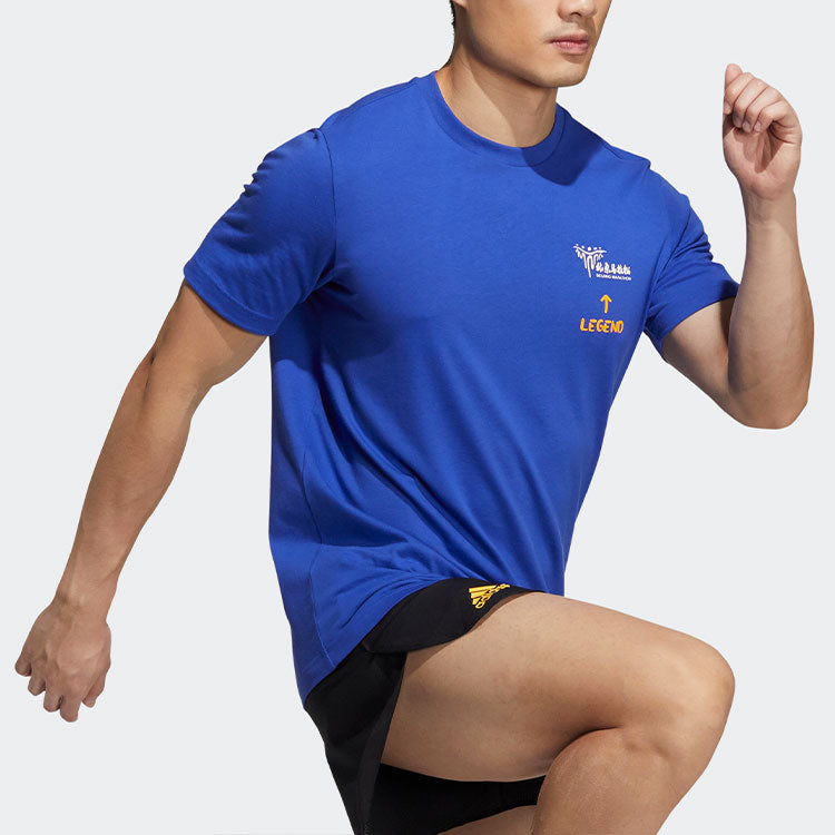 Men's adidas Bjm Map Tee 40th Anniversary Of Northern Malaysia Round Neck Sports Short Sleeve Navy Blue T-Shirt HE2940