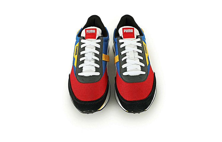 (GS) PUMA Future Rider Play On Low Top Running Shoes Black/White/Yellow 372349-05