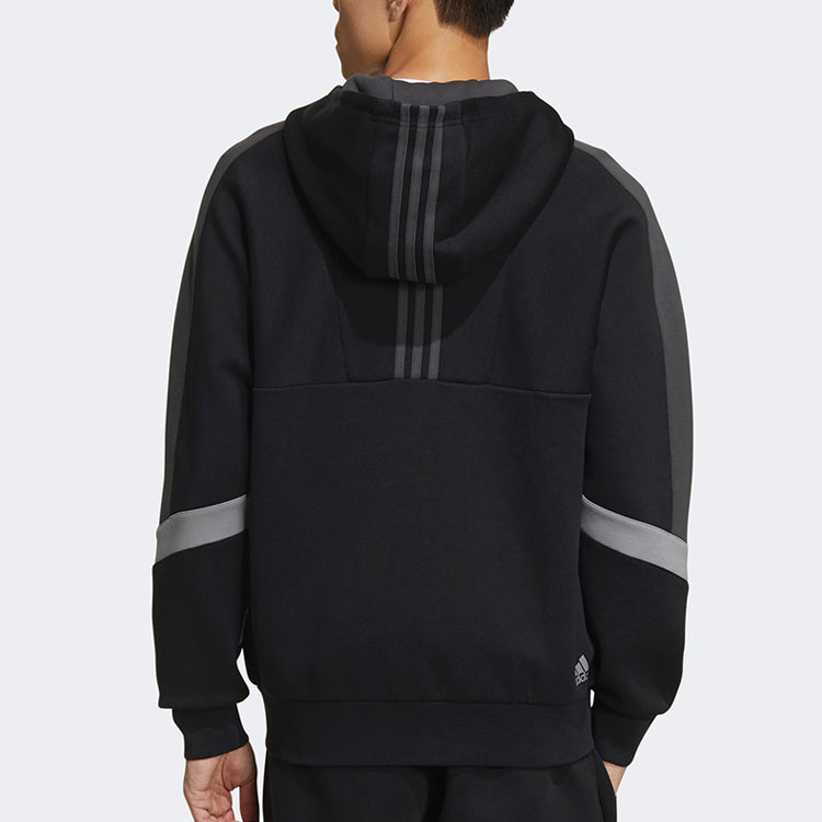 adidas Colorblock Athleisure Casual Sports Hooded Jacket Black GM4430