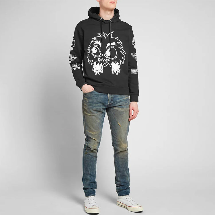 McQ Alphabet Printing hooded Long Sleeves Unisex Black 494034RNH14