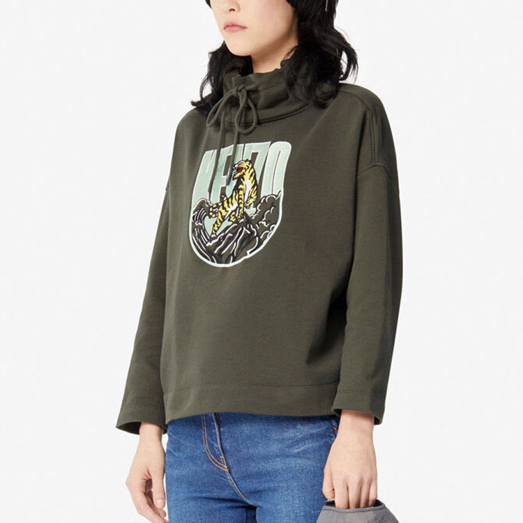 KENZO Gold TIGER Long Sleeves Hoodie 'Military Green' F962SW6094X5-51