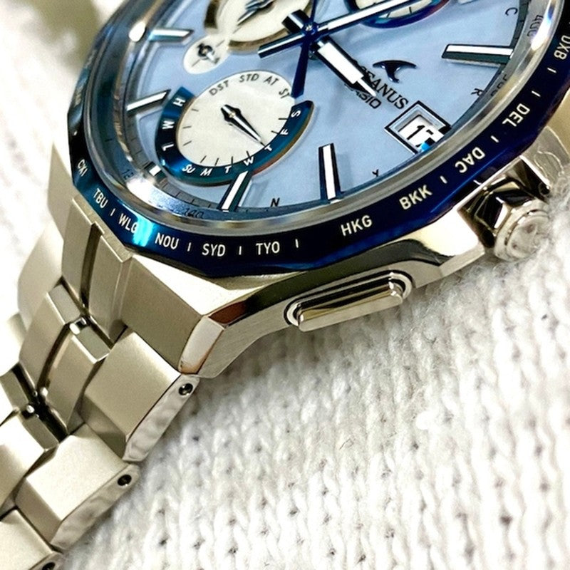 CASIO Waterproof Solar Powered Stainless Steel Strap Mens Blue Analog OCW-S5000APA-2AJF