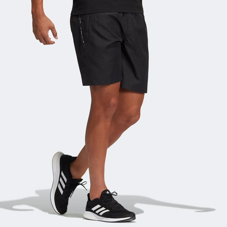 adidas Solid Color Belt Detail Straight Shorts Black HE9934