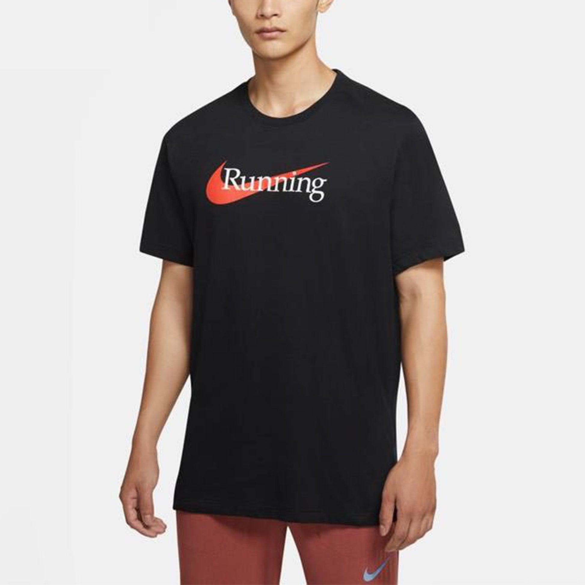 Nike Running Logo Printing Sports Short Sleeve Black CW0946-010