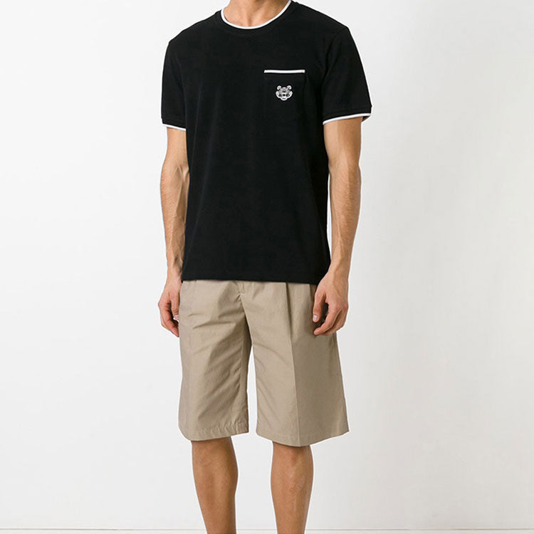 Men's KENZO SS21 Embroidered Pocket Round Neck Short Sleeve Black F755TS0014BA-99
