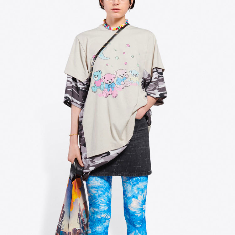 Balenciaga SS21 Retro Double Layer Short Sleeve White 641584TJVI19013