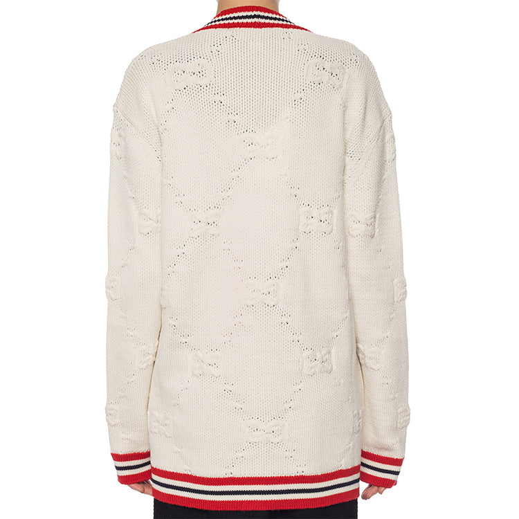 (WMNS) Gucci Sylvie Web Knit Cardigan 'Ivory/Red' 574182-XKARR-9376
