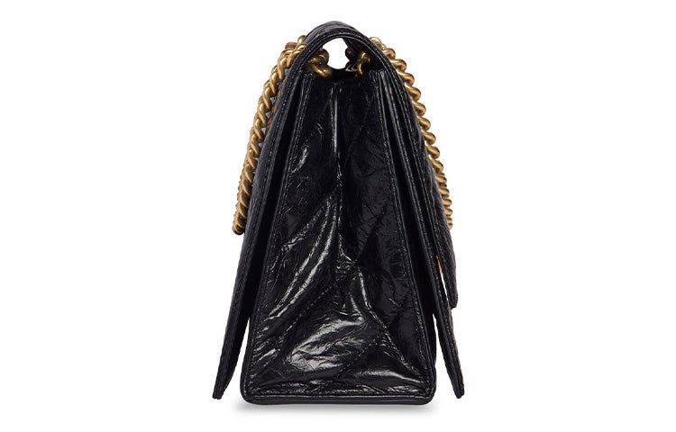 (WMNS) Balenciaga Crush Medium Chain Bag Quilted 'Black' 716393210J11000