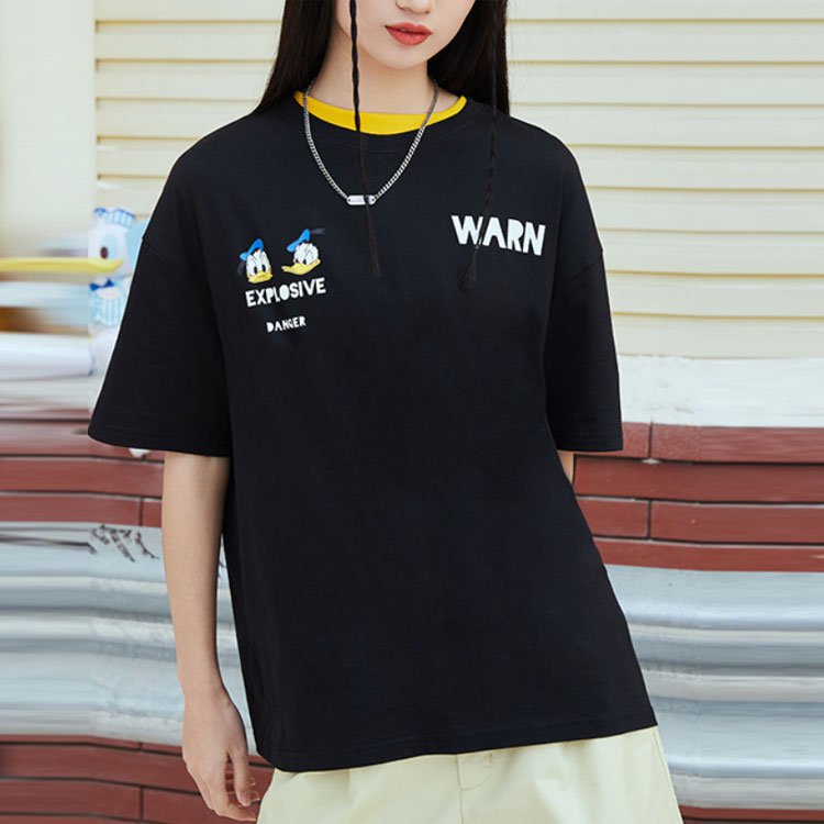 (WMNS) Li-Ning x Disney Crossover Sports Fashion Series Subject Printing Loose Sports Round Neck Short Sleeve 'Black' AHSR342-2