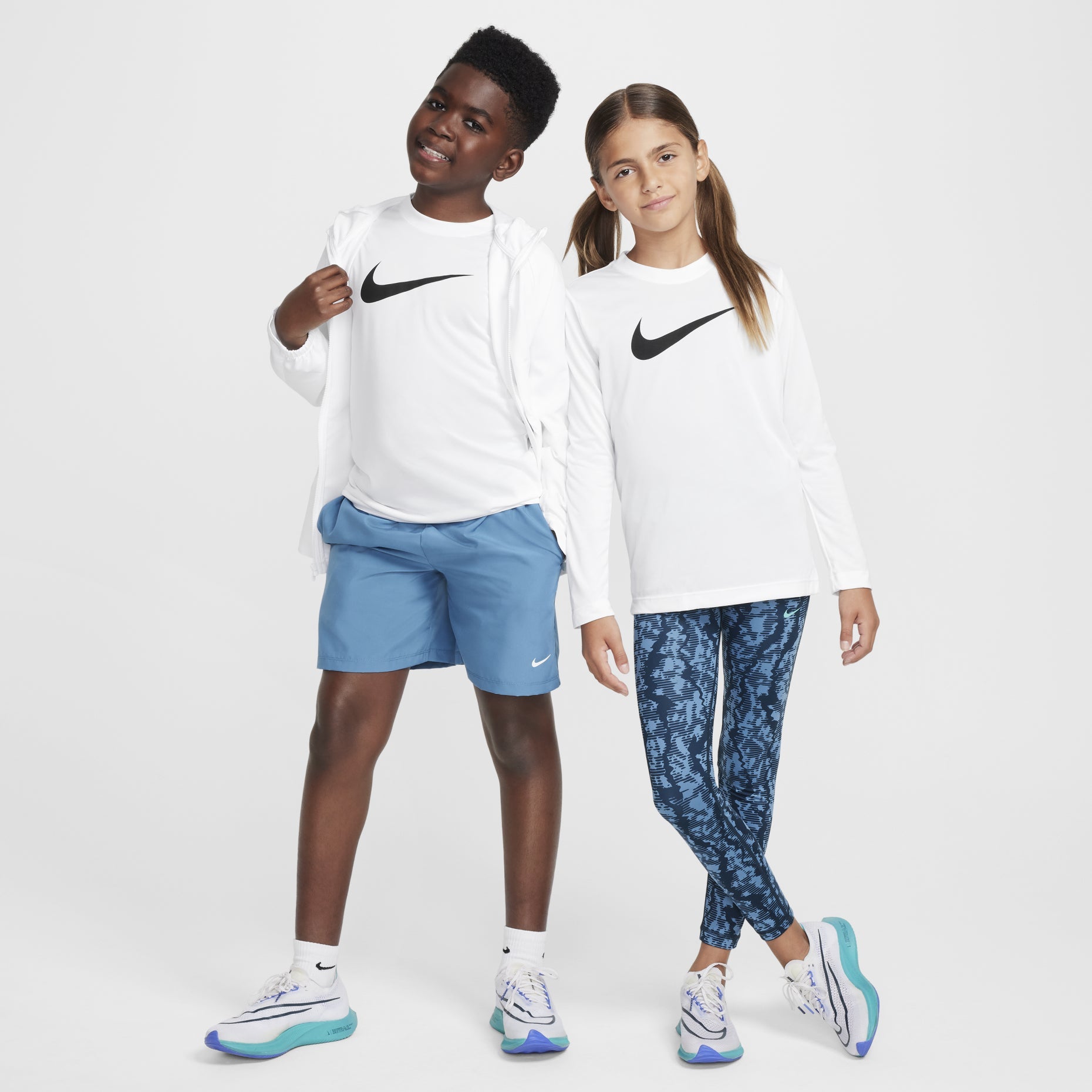 (GS) Nike Legend Dri-FIT Long-Sleeve T-Shirt 'White Black' FZ5192-100