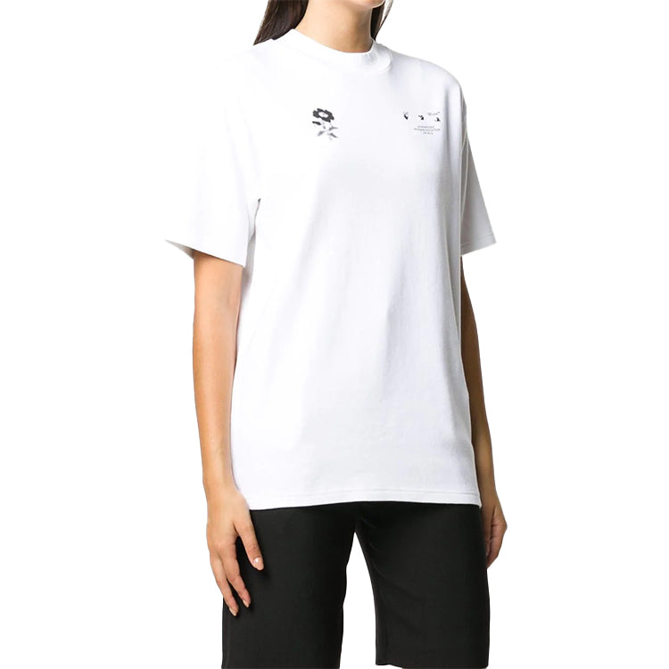 (WMNS) Off-White Back Flower Printing Short-sleeve Tee White OWAA072E20JER0010110