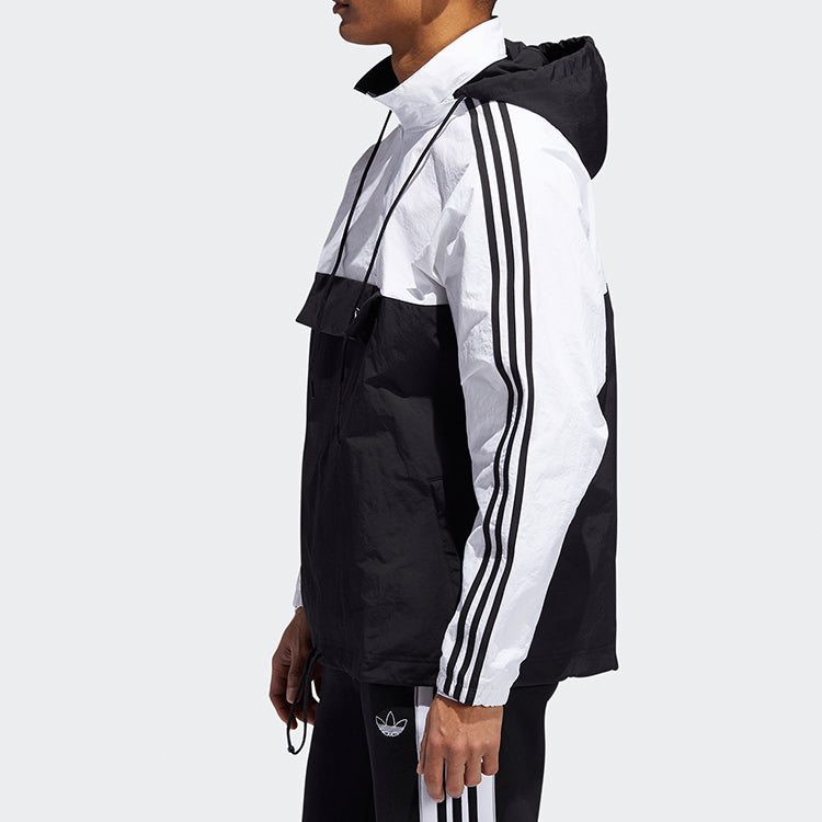 adidas Sports hooded Interchange Jacket Black White Splicing ED5662