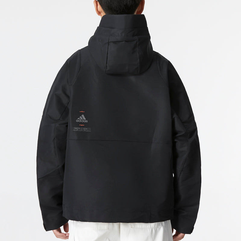 Men's adidas Th Protek Wvjkt Athleisure Casual Sports Solid Color Hooded Woven Jacket Black HM5165
