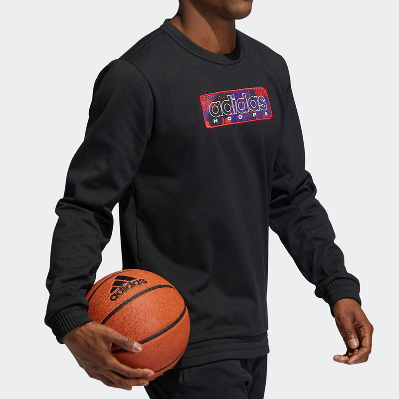 adidas Mic Gfx Crew New Year's Edition Basketball Sports Fleece Lined Round Neck Pullover Black GQ2833
