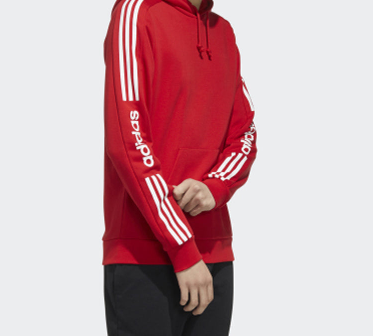 adidas neo M Ce 6S Hdy Side Stripe Knit Sports Pullover Red FU1070