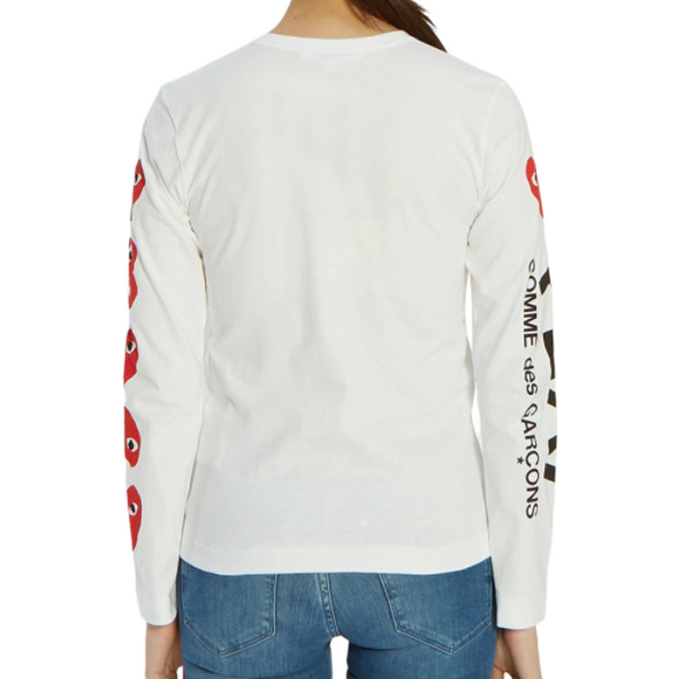 (WMNS) COMME des GARCONS PLAY 5 Hearts Long Sleeves Tee 'White' AZ-T261-051-1