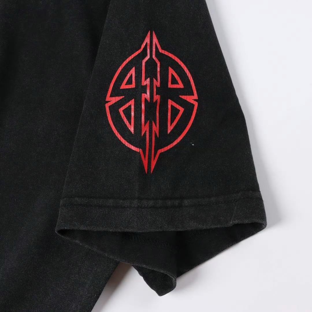 Balenciaga Metal BB Stencil T-shirt 'Black Red' 764235TPVI21568