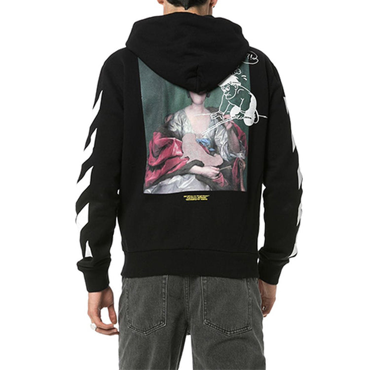 Off-White Printing hooded Zipper Jacket Black OMBE001E19E300051088