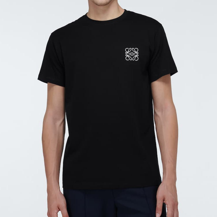 LOEWE Anagram Embroidered Cotton Round Neck Short Sleeve Black H526341XAI-1100