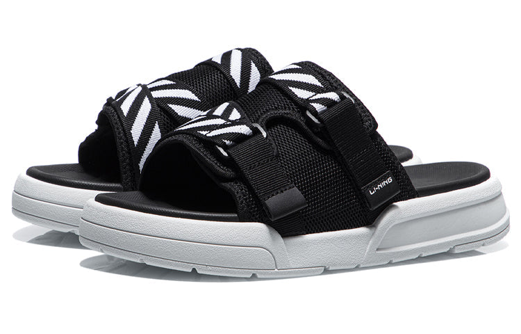 (WMNS) Li-Ning Fashion Slides 'Black White' AGAR014-1