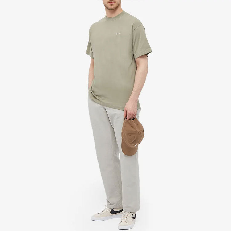 Nike SS22 Solo Swoosh Small Label Logo Solid Color Sports Round Neck Short Sleeve Light Brown CV0559-320