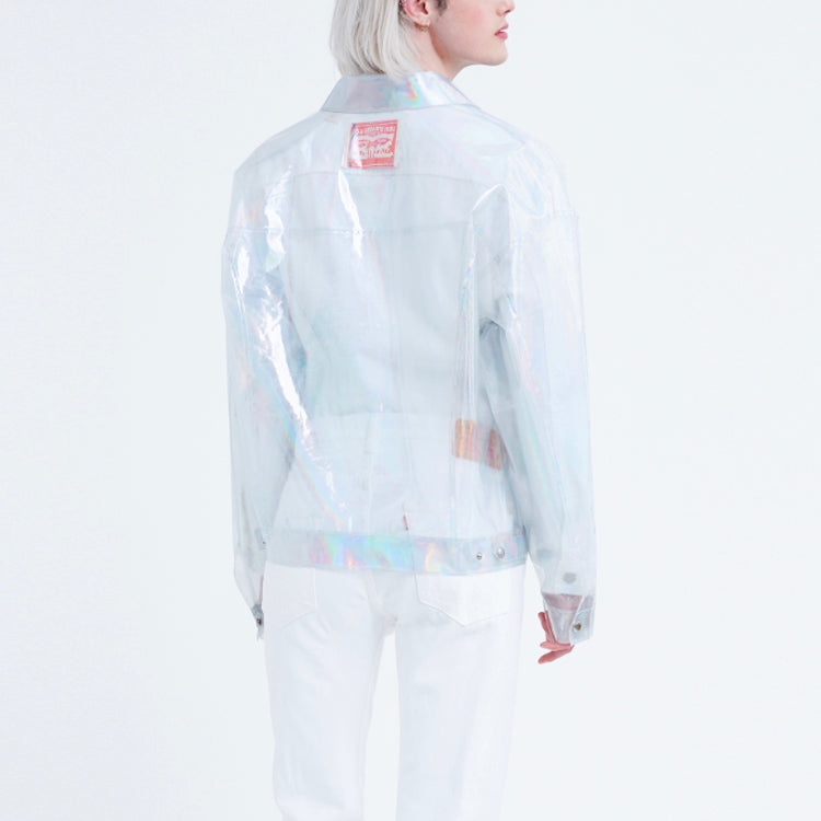 Levis Rainbow Series Logo Pattern lapel Long Sleeves Jacket Unisex White 59989-0003