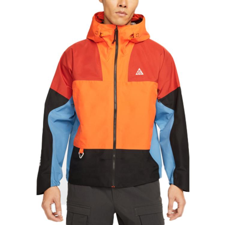 Nike Contrasting Colors Casual waterproof Hooded Jacket Orange DB3560-817
