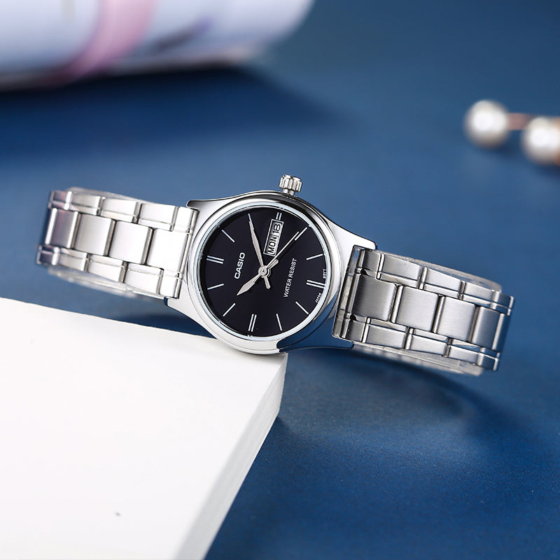 CASIO Quartz Waterproof Stainless Steel Strap Black Analog LTP-V006D-1B2