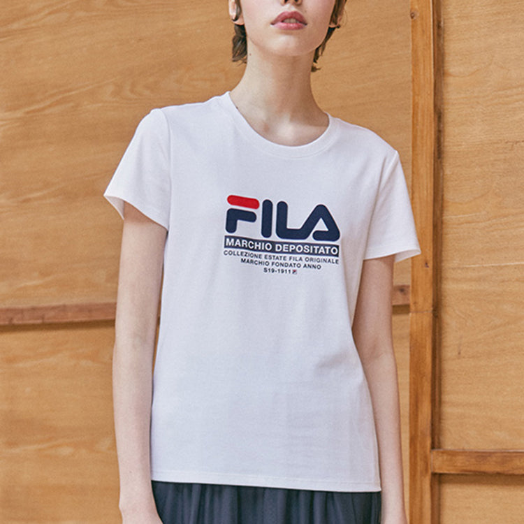 (WMNS) FILA Logo Printing Round-neck Tee White F11W928139F-WT