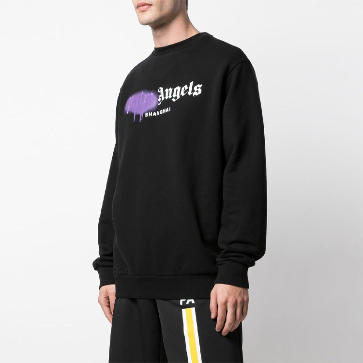 Men's PALM ANGELS Purple Alphabet Logo Printing Black PMBA001S206360581095